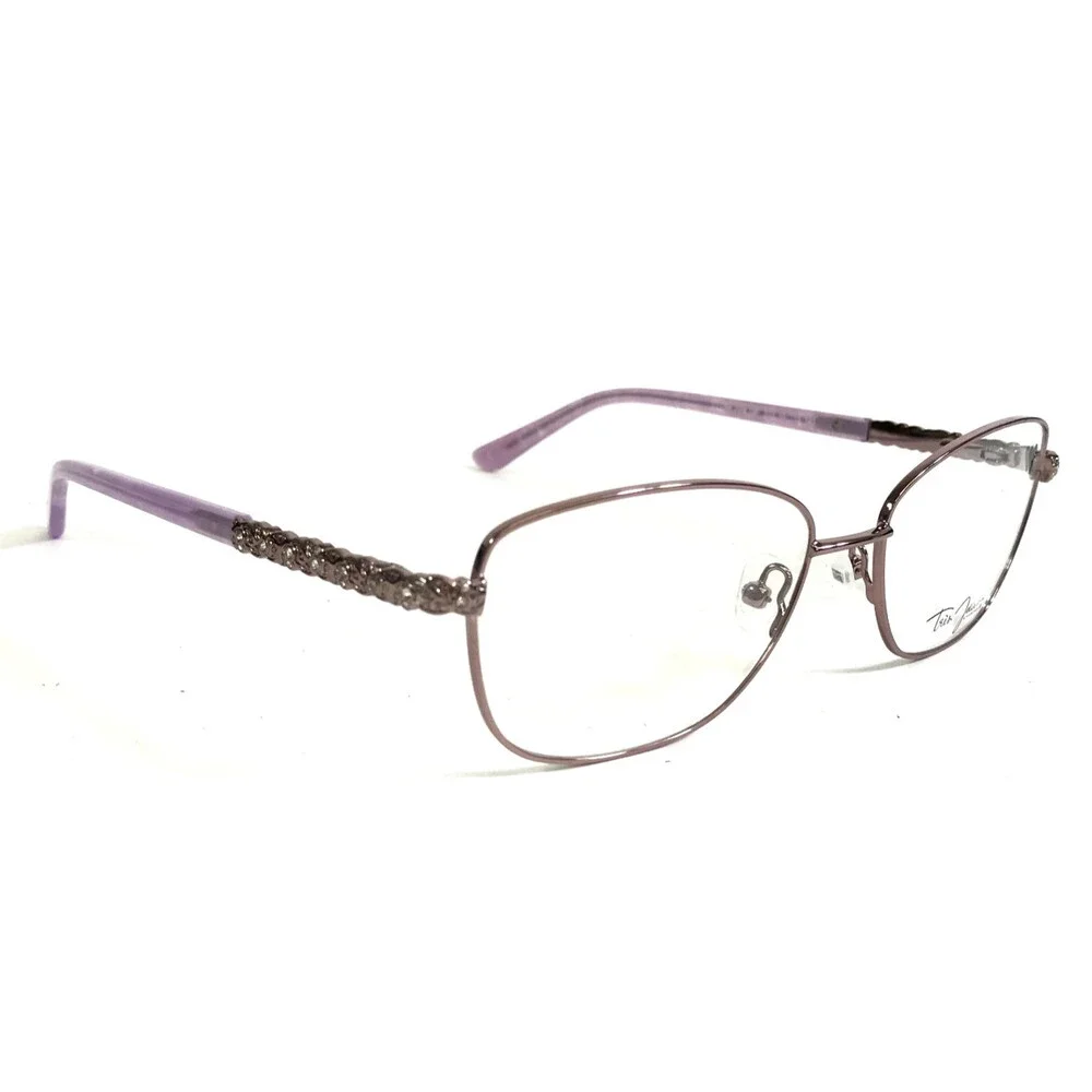 Tres Jolie Eyeglasses Frames 196 533 Purple Pink Wire Rim Crystals 55-17-140